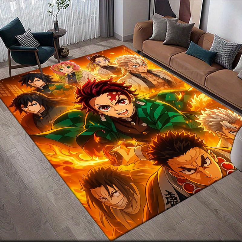 Demon Slayer Anti-Slip Floor Mat, Rectangular Carpet for Bedroom, Game Area & Living Room, Stylish Home Decor