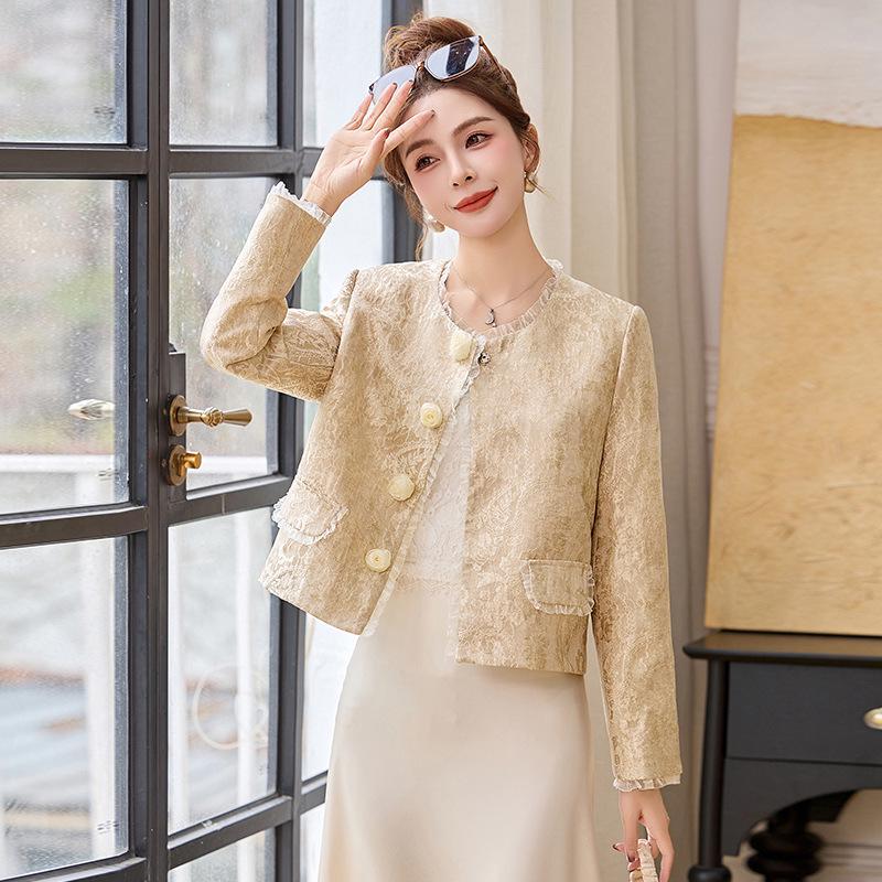 2025 Spring Women's Jacquard Lace Flower Jacket - New Chinese Style