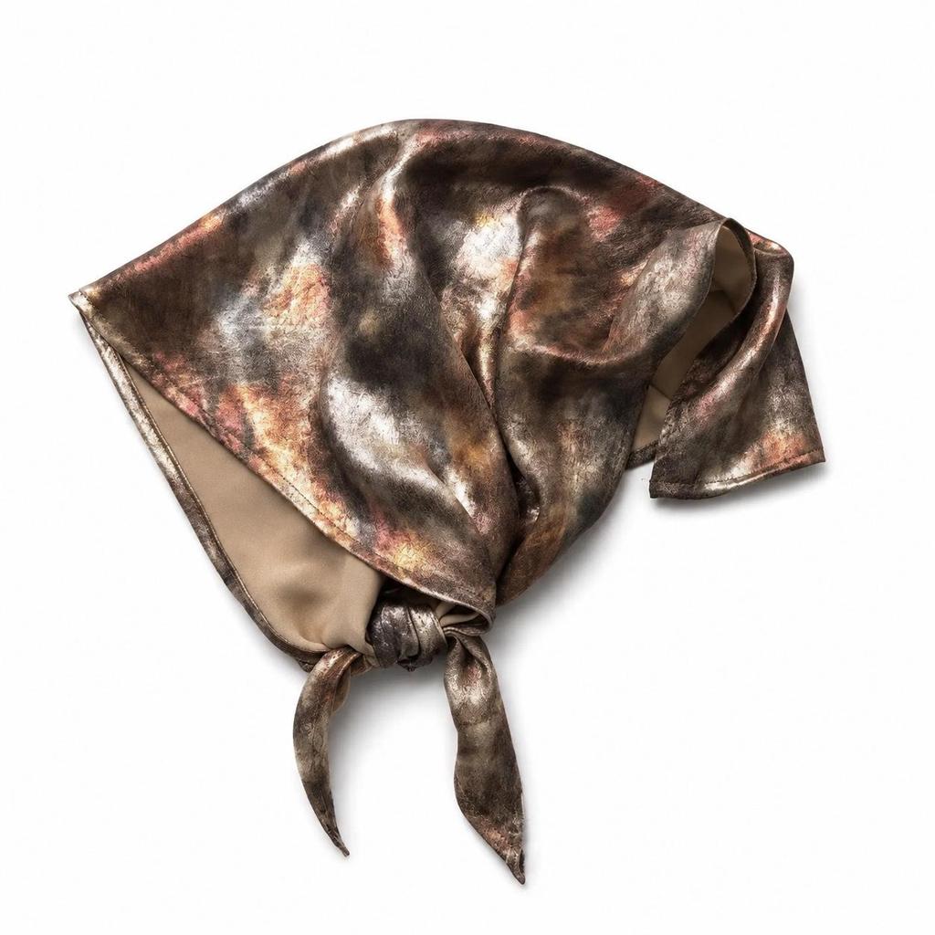 Flüssiges Silber Leopardenmuster Bandana - Y2K Retro Seiden Kopftuch