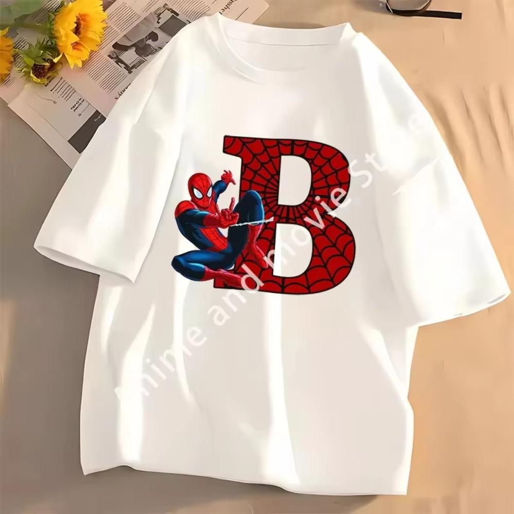 SpiderMans Women T Shirt Letter ABC Cotton Clothes Tops Women Summer Breathable Cute Short Sleeve Ladies' Fashion Top