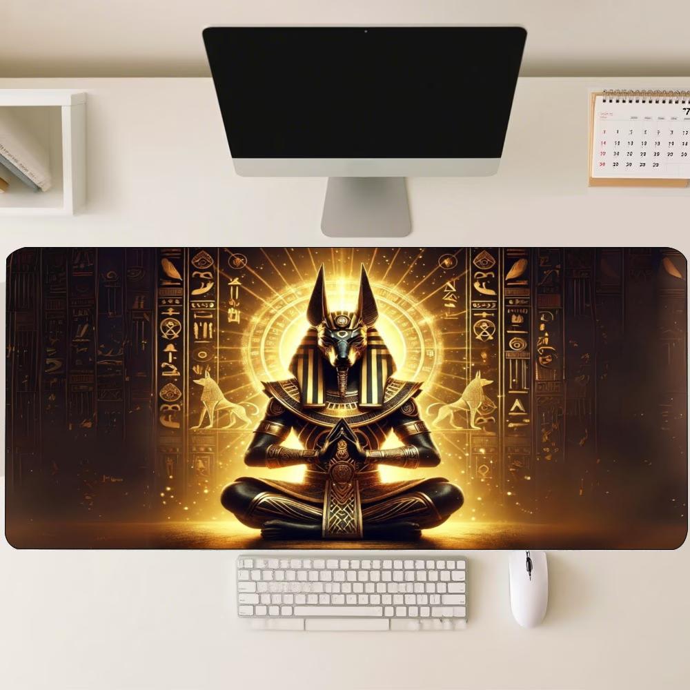 Anubis Ancient Egyptian Mythology Art Large Gaming Mouse Pad Non Slip Rubber Desk Mat For Laptop Keyboard Home Office Workspace