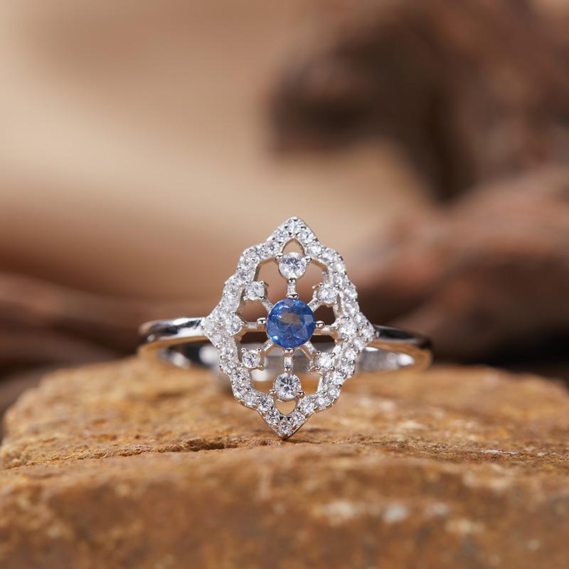 S925 Sterling Silver Natural Gemstone Color Treasure Pendant Necklace Lace Clavicle Chain Light Luxury Premium Sense