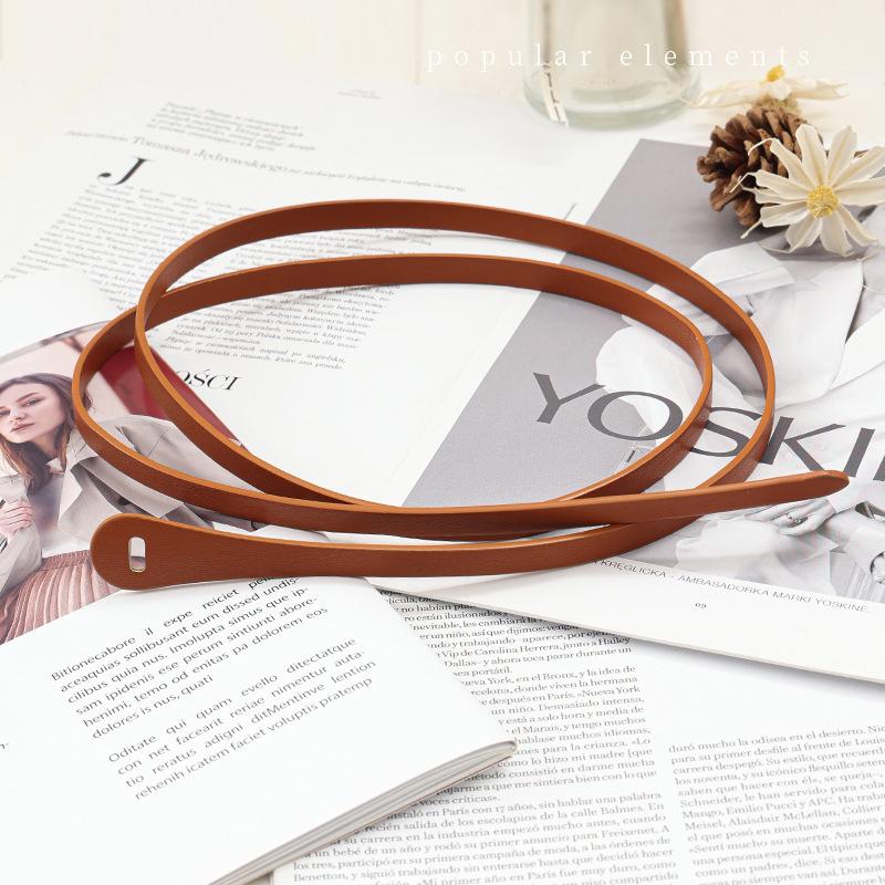Women Thin Knotted PU Leather Belt Vintage Solid Color Long Skinny Waist Belts Female Lady Casual Coat Dress Decoration Straps