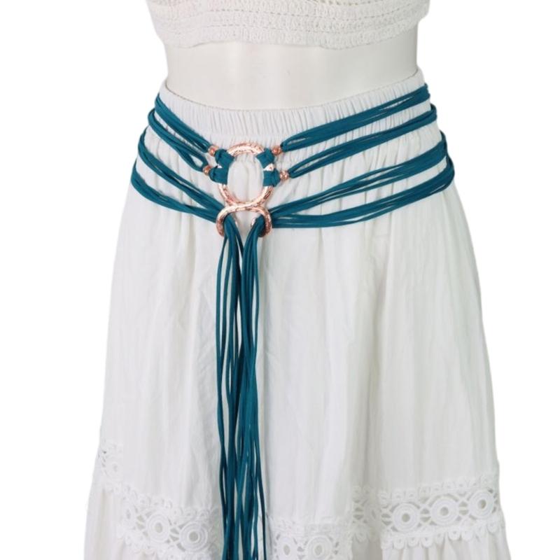 Adjustable Crossing Design Belt For Lady And Women Faux Leather Unique Charm Rope Waist Strap With Metal Clasp