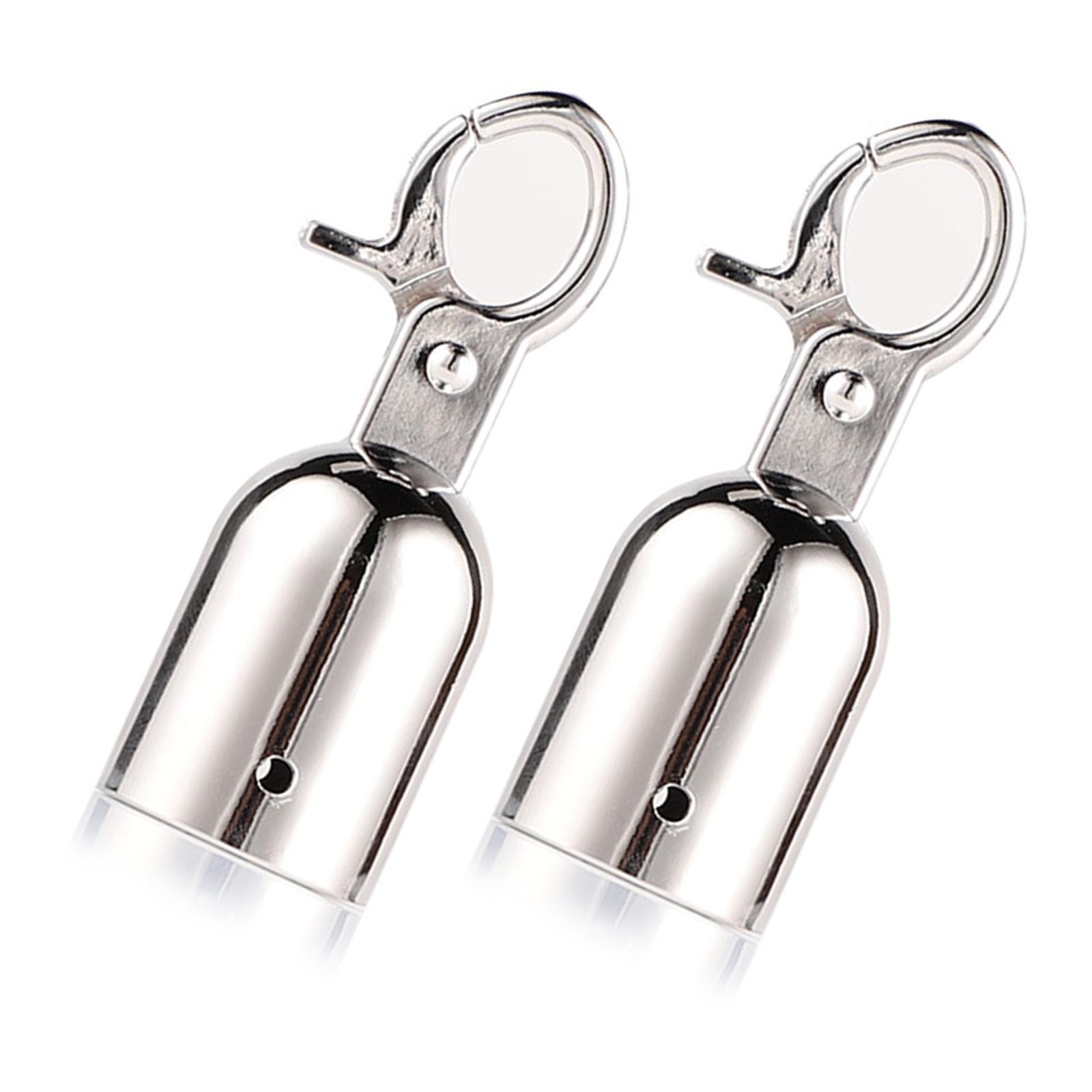 

2Pieces Sturdy Stainless Steel Cord End Caps With Hook Designs for Connecting And Limiting Rope Outdoors Daily Use срібний