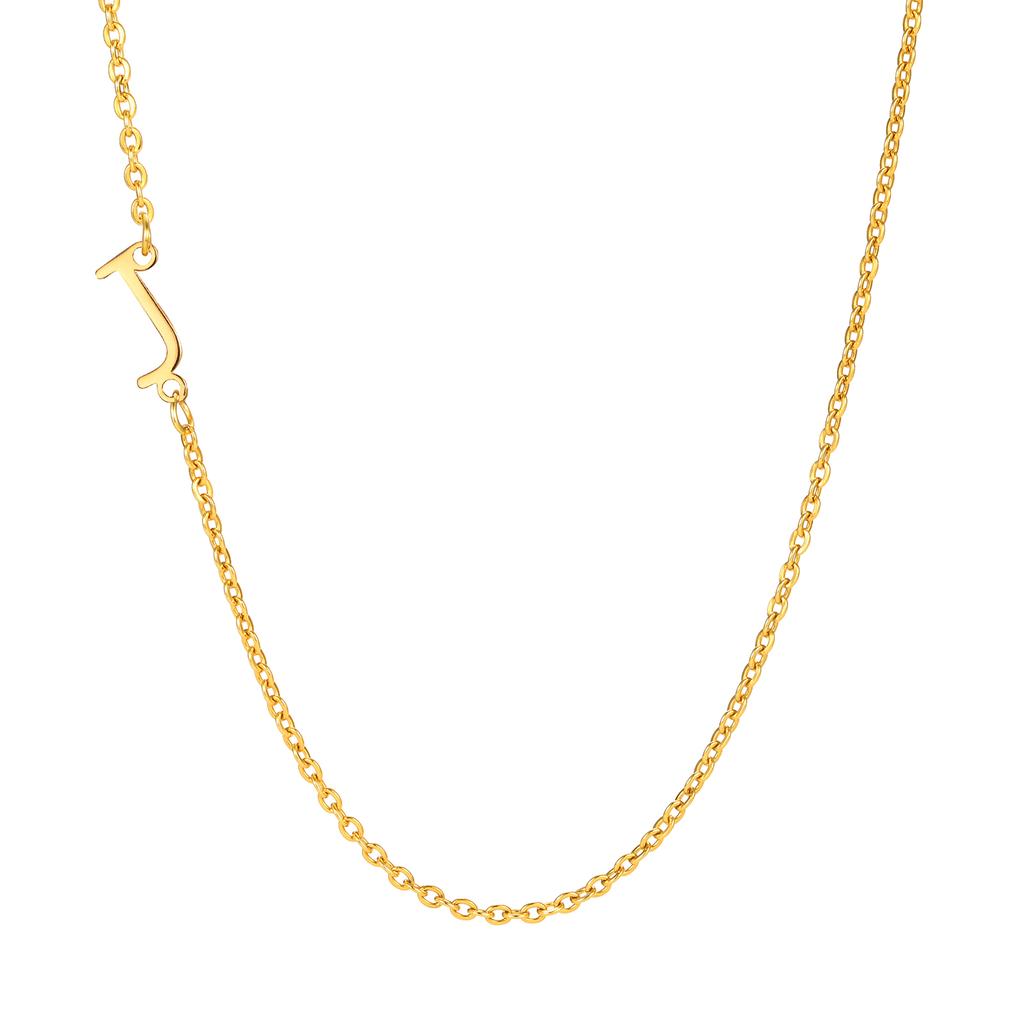 A-Z 26 Letters Initial Necklaces for Women 18k Gold Color Stainless Steel Necklace Rolo Chain Pendants Anniversary Jewelry