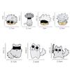 7 Stück/Set Gojo Satoru und Katze Emaille-Anstecker Anime-Charakter Augenmaske Manga-Anstecknadeln Abzeichen Metall-Anstecker für Rucksack Revers Schmuckzubehör