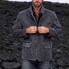 Men's Solid Color British Style Fitted Zipper Jacket with Flap Pockets