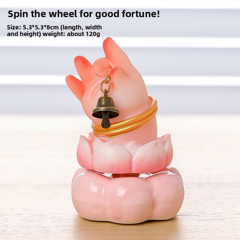 Foshou Desktop Decoration Item - Cute and Serene, Rotating for Stress Relief, Fun To Turn, Auspicious Lotus Flower Gift