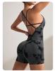 Europese & Amerikaanse Tie-Dye Yoga Bodysuit met Borstkussentjes, Gekruiste Rug - Stijlvolle Camisole voor Fitness