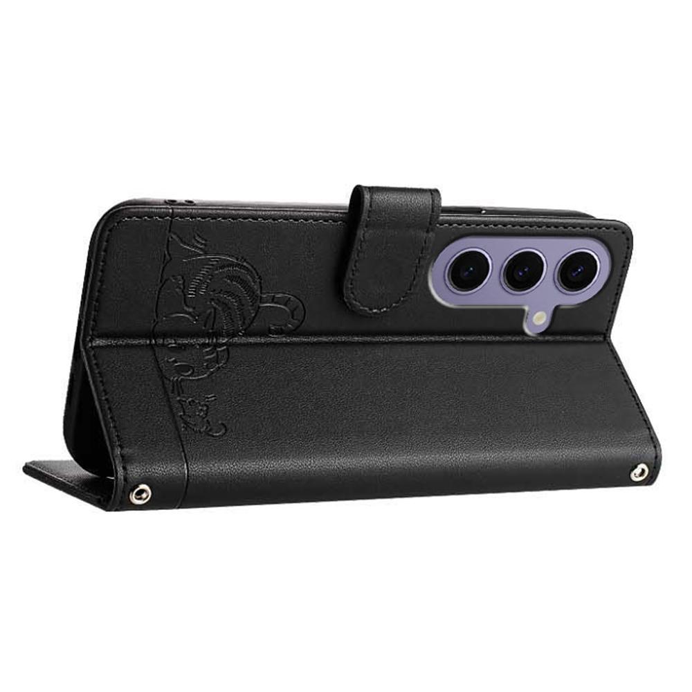 For Samsung Galaxy S24 Case with Strap RFID Blocking Leather Wallet Phone Cover Cat Mouse Pattern