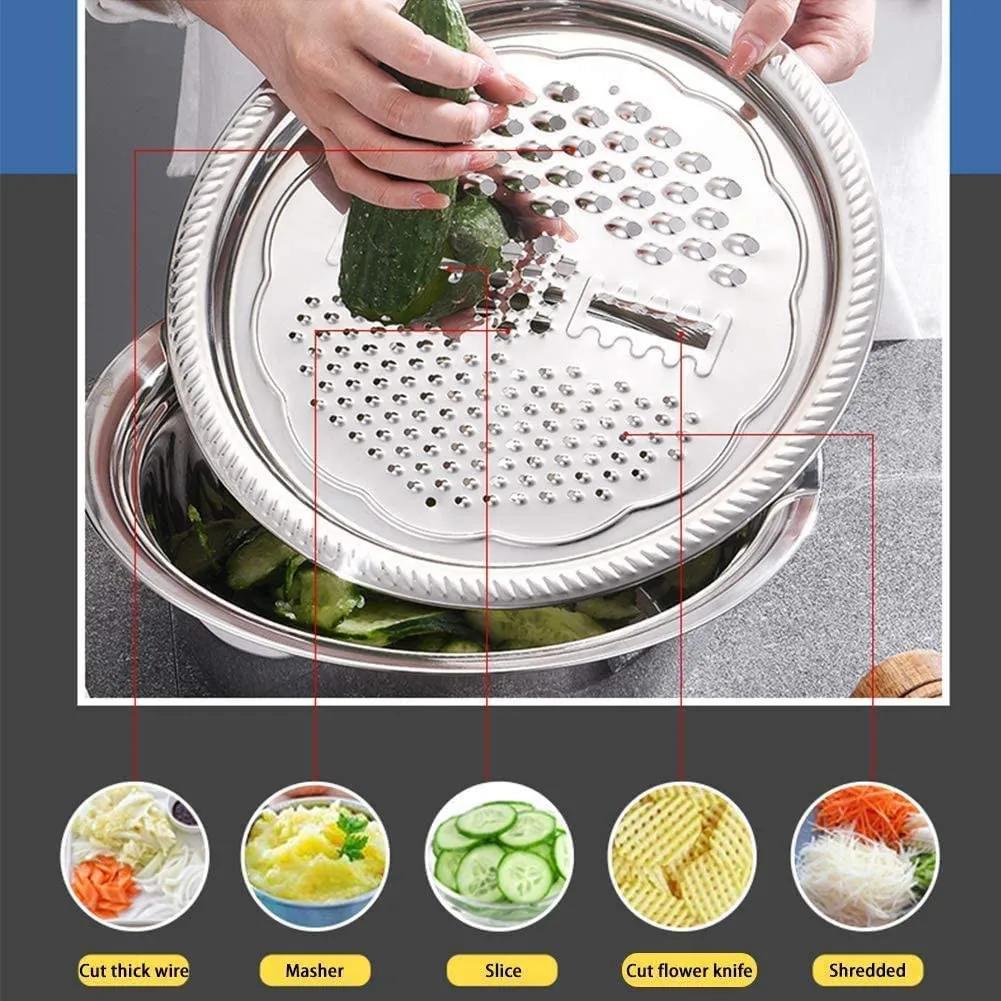 Multifunctional Stainless Steel Basin Vegetable Cutter Fruit Slicer Potato Peeler Carrot Grater Kitchen Accessories
