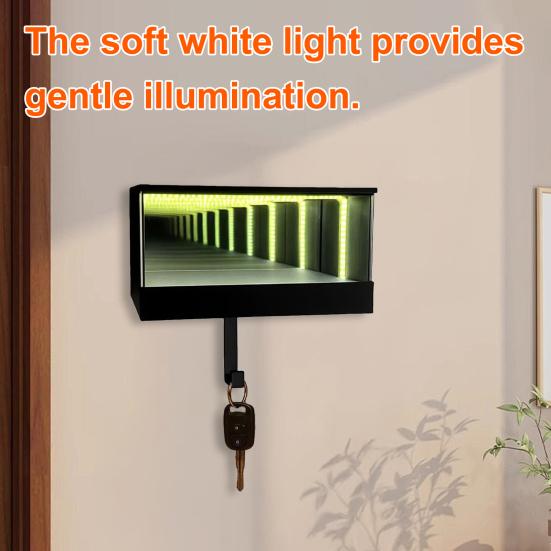 Yousheng Infinity Garage Key Holder LED Light-Up Car Key Rack with Tunnel 3D Illusion Key Organizer Effect Creative Gift for Car Lovers And Auto