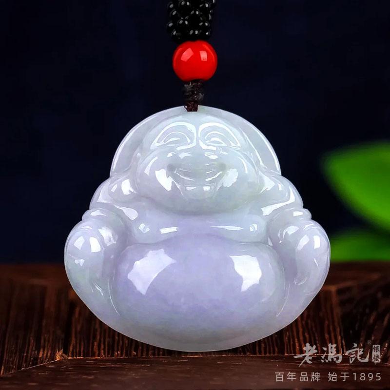 Natural Jadeite A-grade Spring Color Buddha God Thick Zhuang Atmospheric Style Pendant