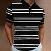 Trendy Striped Short-sleeve Polo Shirt, Perfect for Casual Daily Wear.