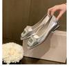 Rhinestone Light Mouth Square Head Silver with Skirt Single Shoes Women's New Leather Mary Jane Shoes Ladyshoes