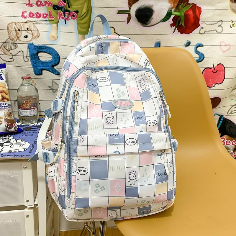 Schoolbag Primary School Students Children Plaid Junior High School Students High School Students