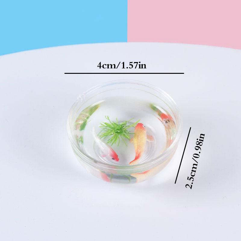 1:6 1:12 Puppenhaus Miniatur Fischglas Schale Simulation Aquarium Kleiner Goldfisch Puppenhaus Heimdeko Zubehör Spielzeug