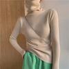 Women's Solid Color High Neck Thumb Hole Turtleneck Sweater - Autumn/Winter Stylish Thick Knit Long Sleeve Base Layer