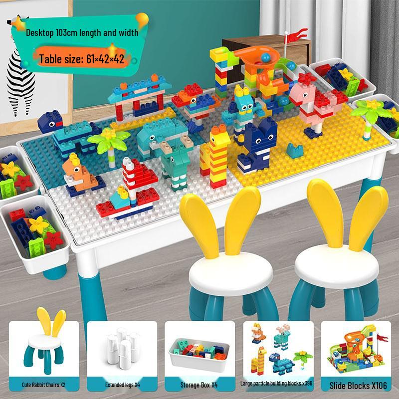Multifunctional Building Block Table for Kids, Compatible with Large Lego Pieces, Educational Toy for Boys Ages 3-6