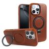 Stand Bracket Genuine Leather Case For Iphone 16 Pro Max 16e 15pro 14 13 12 11 Full Wrapped Phone Cases Cover+Magnetic Holder