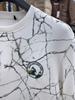 H Family Marble Print Casual Round Neck Hoodie - Warm, Long Sleeve Pullover for Men (3U063)