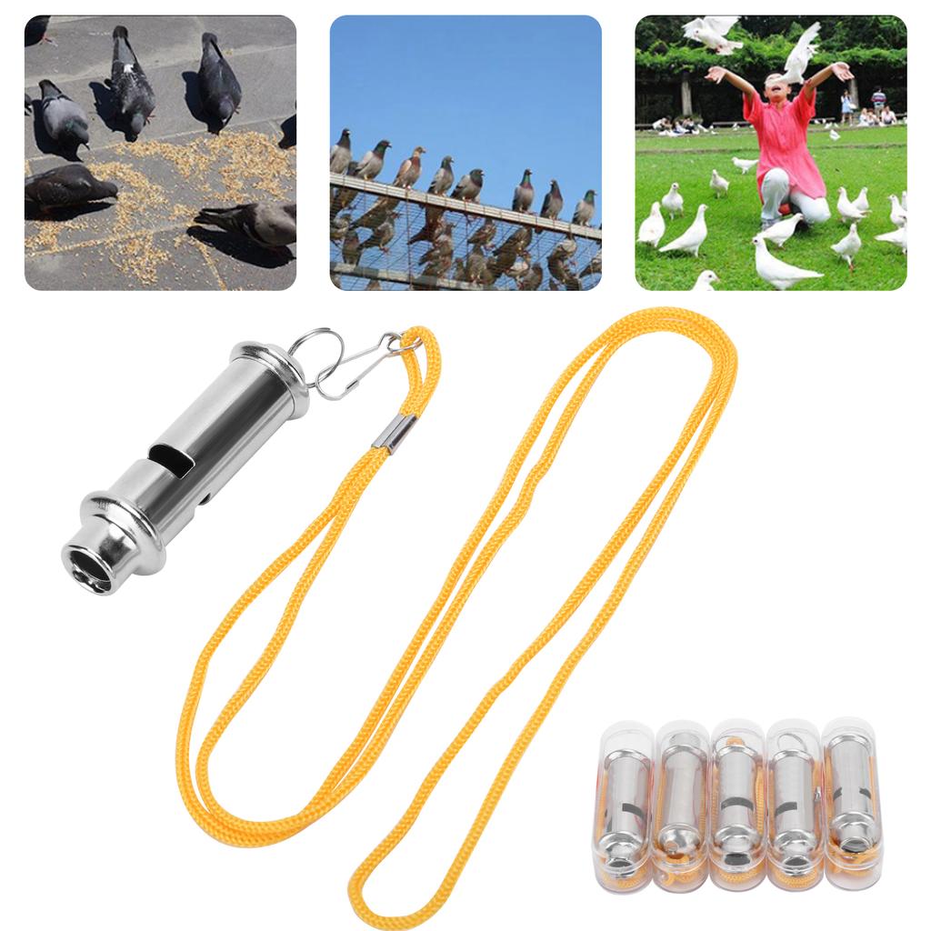 Stainless Steel Ultrasonic Pigeon Whistle with Lanyard for Dog Bird Eagle Parrot Training