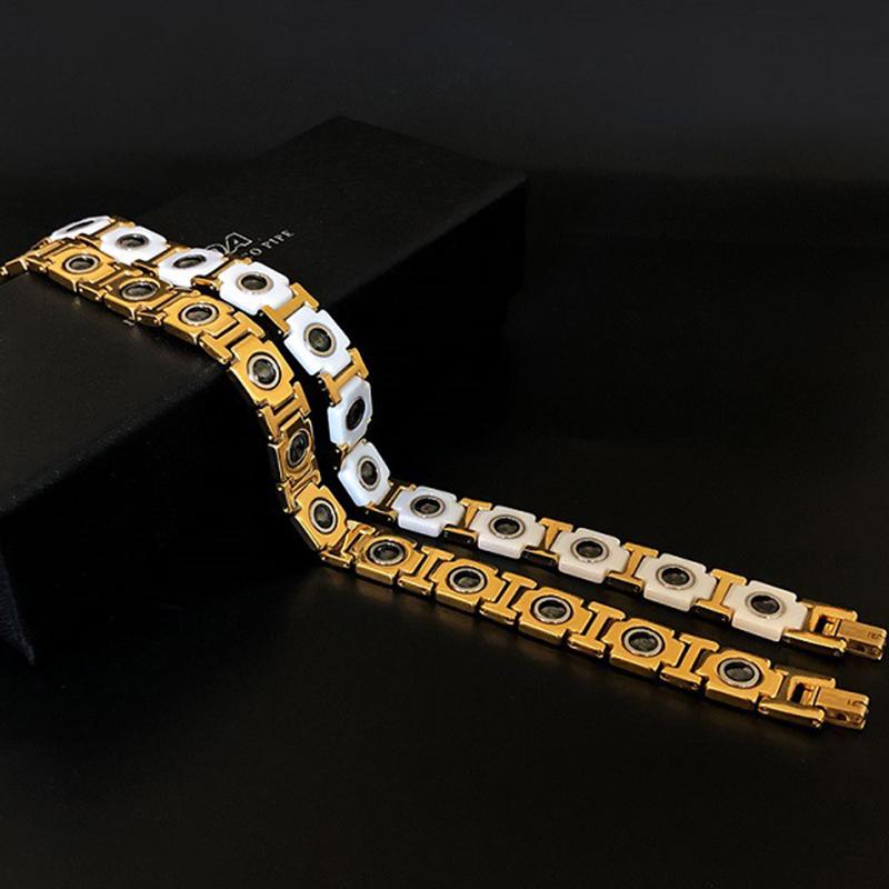 11MM Breit Weißgoldfarbenes Keramikarmband für Männer Frauen Gesundheit Energie Germanium Therapeutisch Magnetisch Herren Armbänder Armreifen