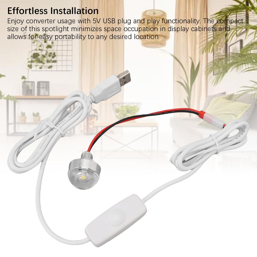 Mini LED Spotlight 5V USB Powered Dimmable Spot Light for Showcase Jewelry Cabinet Indoor Decoration