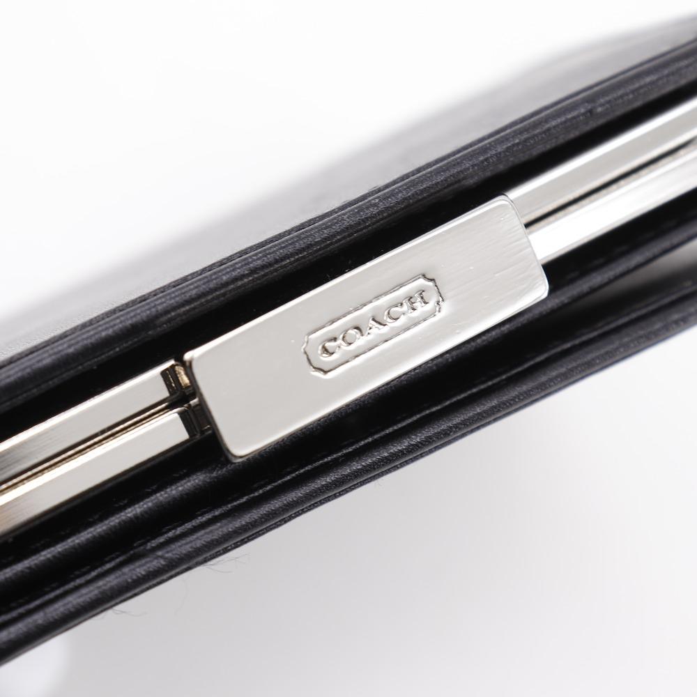 COACH logo Bi-Fold Wallet Gamaguchi black Calfskin Women Used