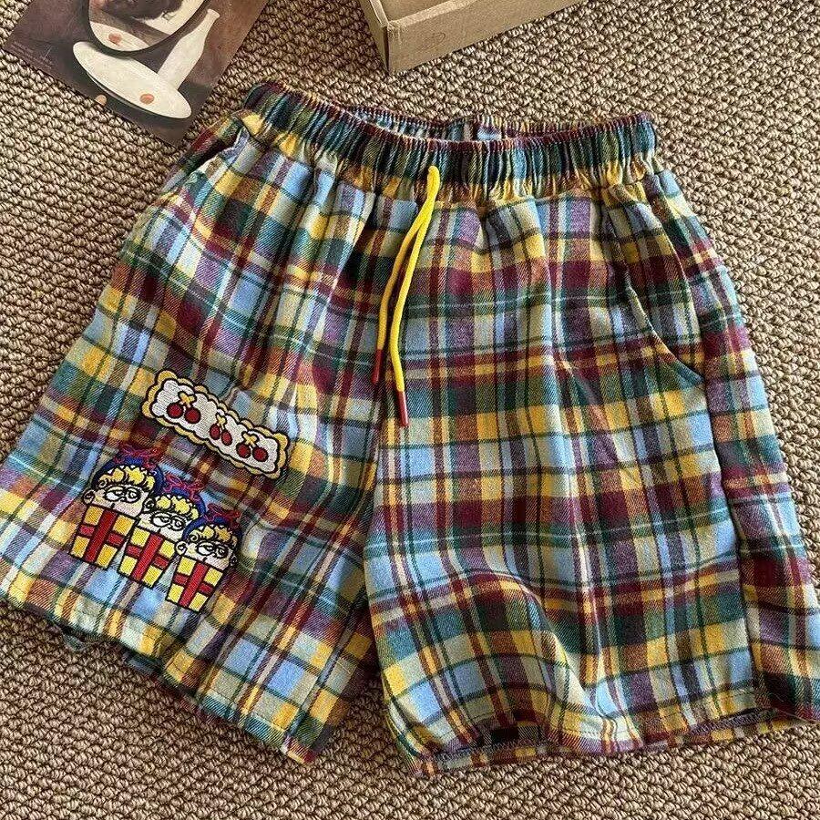 

Ретро Клетчатые Мультяшные Летние Шорты (унисекс) - Трендовая повседневная одежда свободного кроя 2025 Extra Large