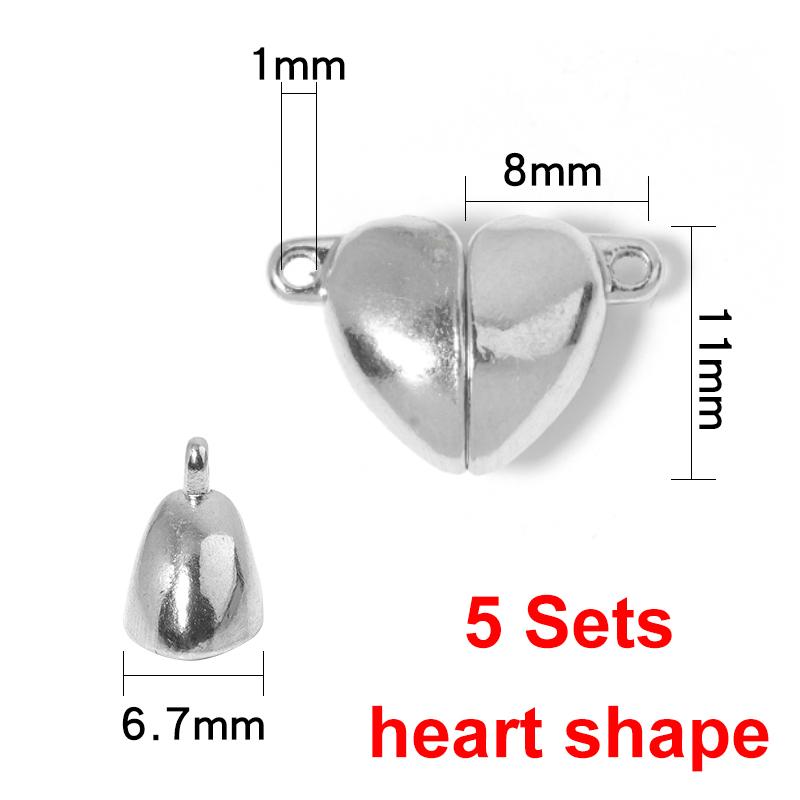 Louleur Round/Heart Strong Magnetic Clasps Magnet End Clasp Connectors for Jewelry Making DIY Bracelet Necklace Accessories