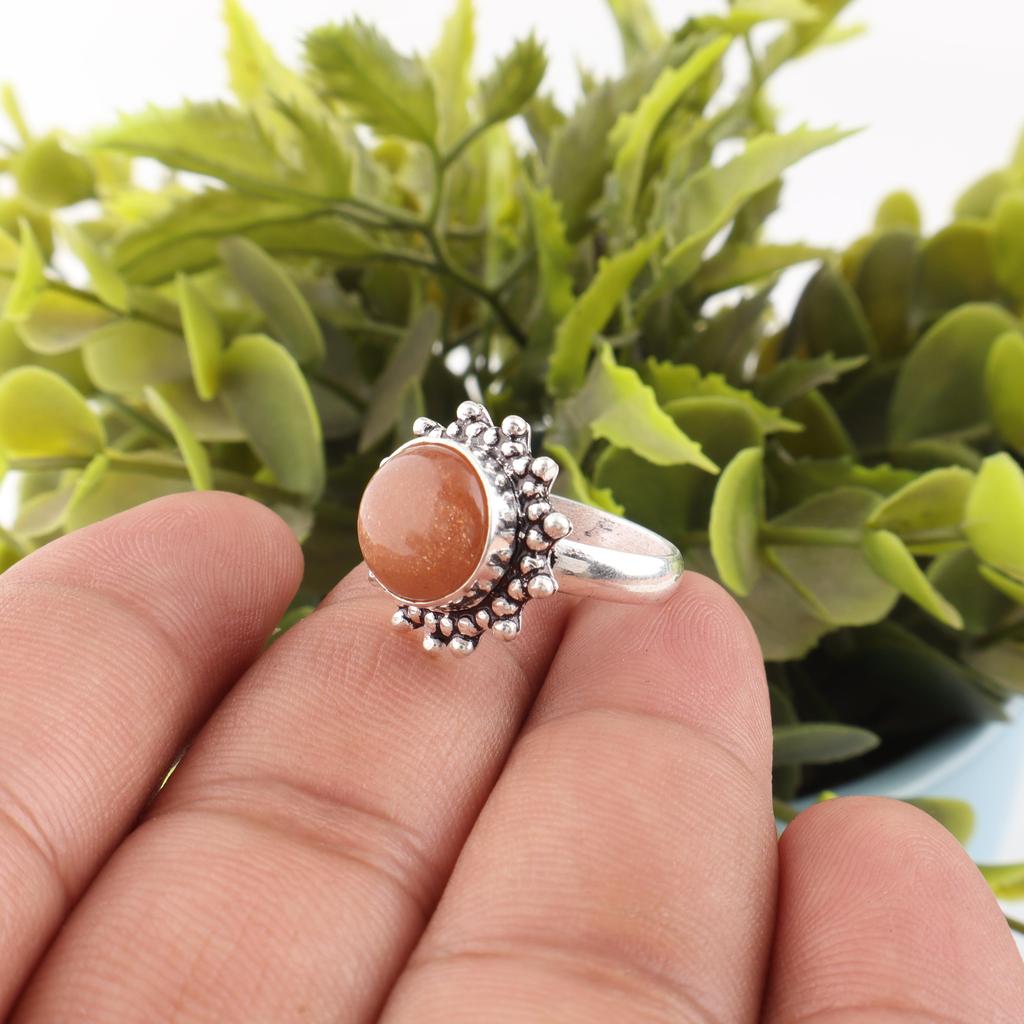 Peach Moonstone Gemstone Jewelry, 925 Sterling Silver Ring, Handmade Gorgeous Silver Ring, For Wedding Gift