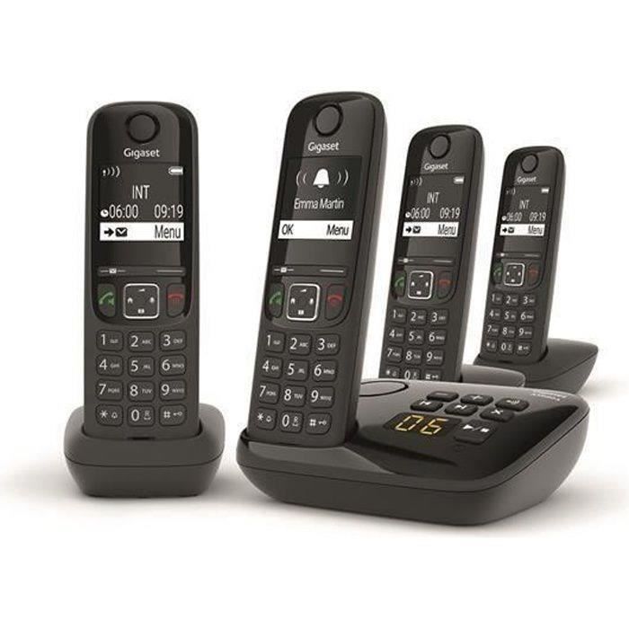 GIGASET Telefono Fisso AS690 A Quattro Nero