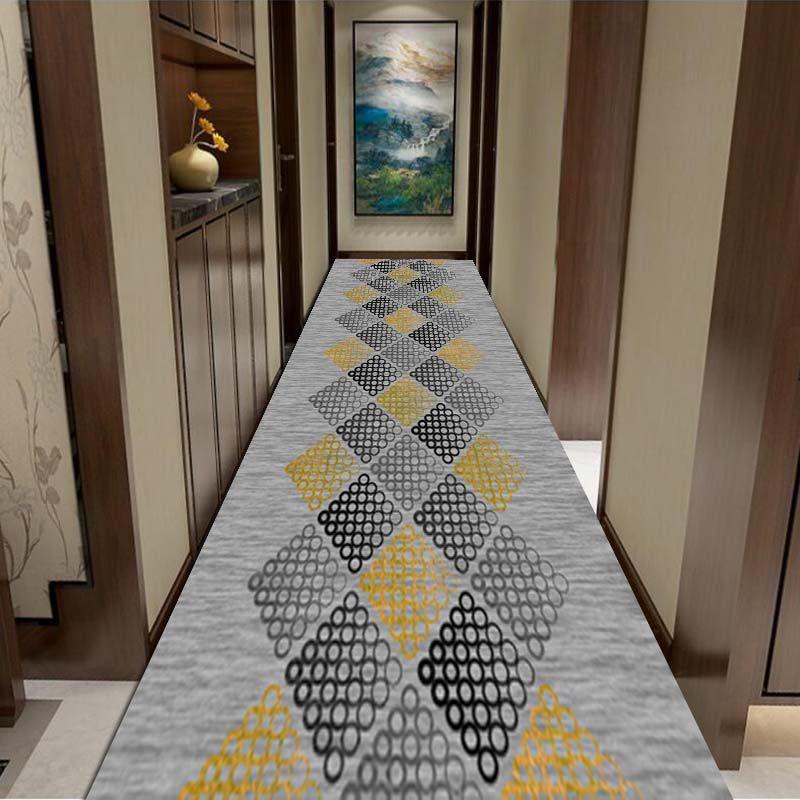 Modern Geometric Hotel Hallway Carpet Home Corridor Long Rug Soft Stair Carpet Entrance Floor Mat Non-Slip Base Runner Rug