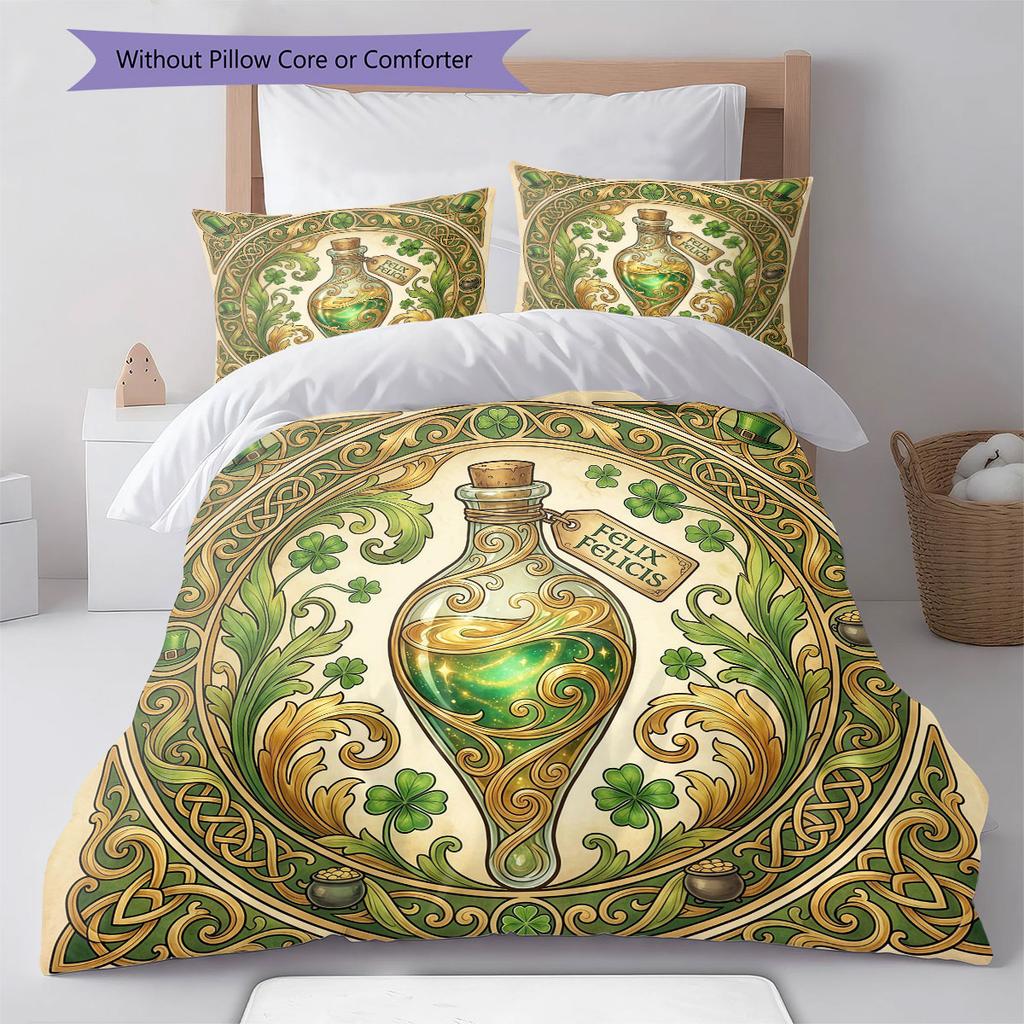 HarryPotter Pattern Bedding Quilt Set Quilt Cover Pillowcase Home Decoration Birthday Gift (1 * Duvet Cover + 2 * Pillowcase, Without Core)