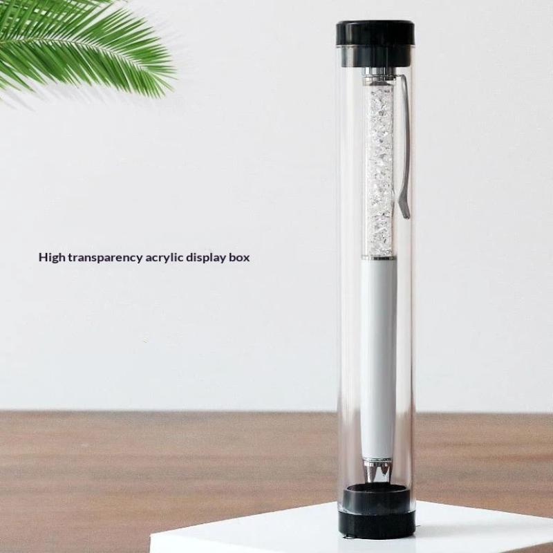 10Pcs Transparent Tube Pen Holder Case Eco-friendly Plastic Ballpoint Pen Storage Box for Teen Student School Use