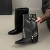 Punk Damen Gladiator High Boots Mode Winter Neu Spitzschuh 2025 Trend Damenschuhe Mid Calf Chunky Designer Motorradstiefel