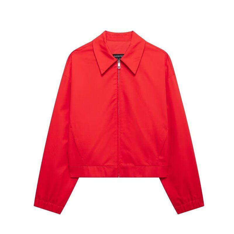 Fashion Style 2024 Fall and Winter New Female Versatile Zipper Pocket Long Sleeve Lapel Jacket 2010762