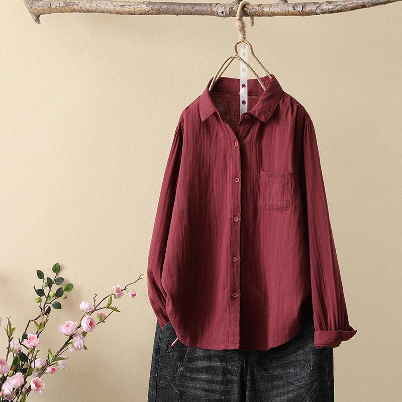 Literary Spring Women's Tops, Simple Urban Casual Shirts, Women