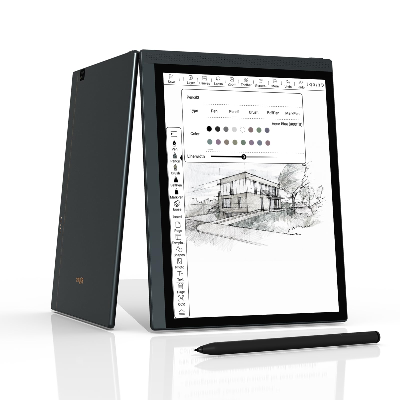 

Bigme Кольоровий дисплей для читання та письма 8 ГБ Сенсорний дисплей з 5 МП камерою та Цифровий блокнот ePaper 10.3 E-Ink планшет, 5.5 мм товщиною, ОЗП+256 ГБ ПЗП,