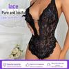 Plus Size Crotchless Deep V Lace Lingerie Jumpsuit