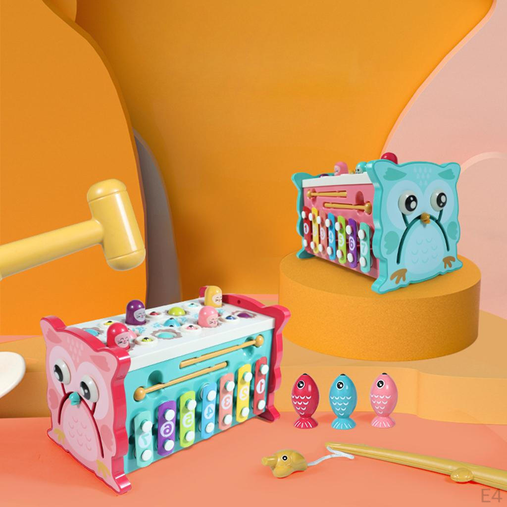 Educational Hammering Pounding Toy Shape Recognition Preschool Puzzle Drag Toys Fishing Game for