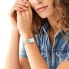 Reloj de mujer con indicador de fecha, movimiento de cuarzo, esfera rectangular, elegante y con estilo, correa de acero inoxidable, reloj de pulsera de negocios ES5222