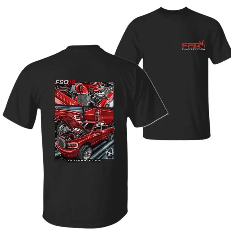 Diesel Truck T-Shirt, FSD12 Red Performance Engine Build Truck Graphic Tees XXXXL