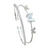 Exquisite Zircon Butterfly Double-Layer Open Bangle Bracelet