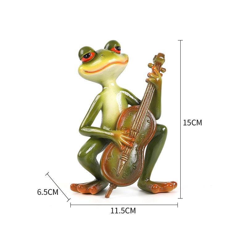 Miniature Frog Garden Statue Frog Band Musical Instrument Figurine Fairy Garden Accessories Decor for Patio Balcony Indoor Table