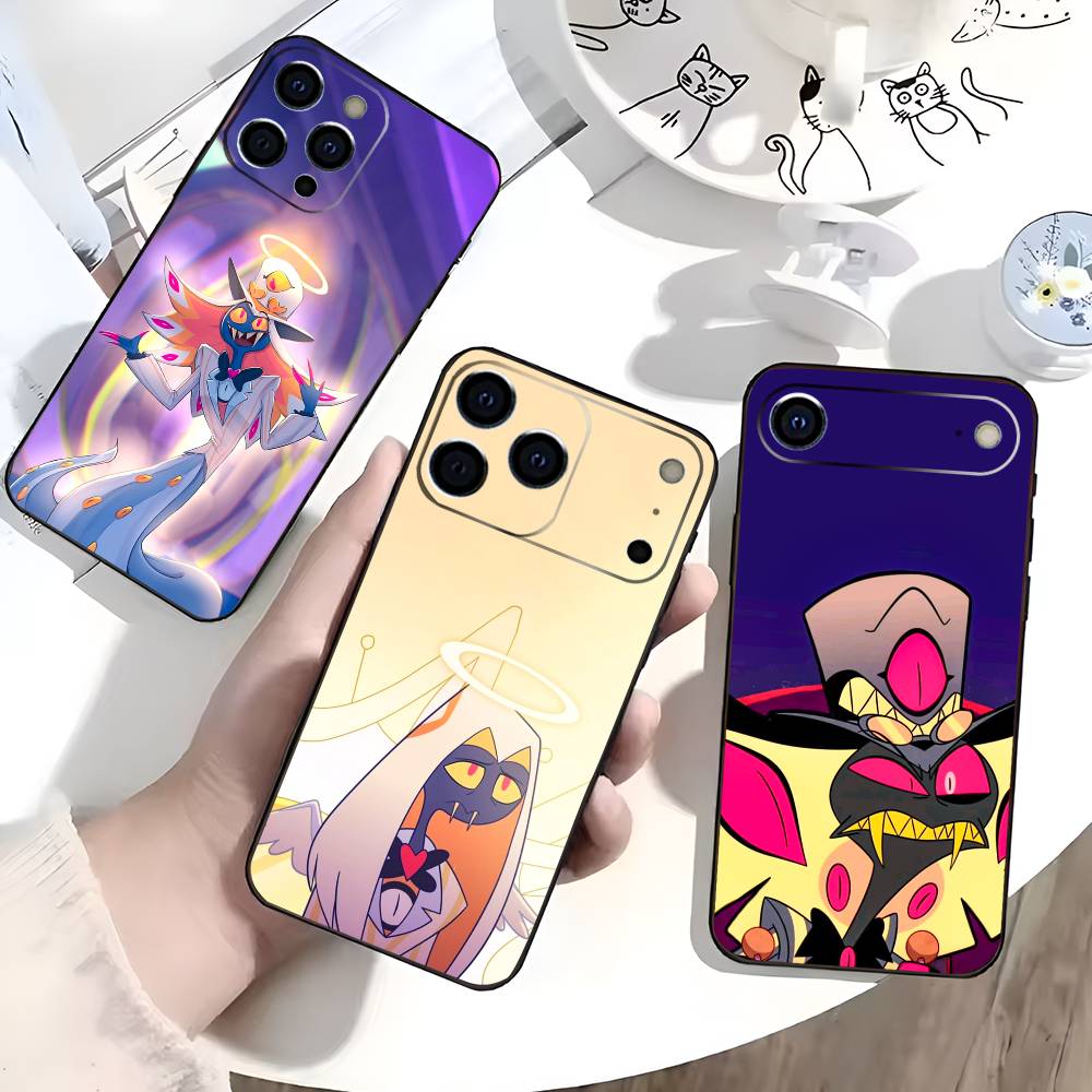 Sir Pentious H-Hazbin H-Hotel Phone Case For iPhone 17,16,15,14,13,12,11 Plus,Pro Max,XS,Soft Silicone Black Cover