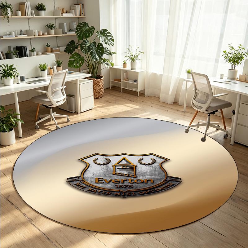 Everton Football Printed Round Crystal Velvet Rug Soft Non Slip Floor Carpet For Bedroom Holiday Gift