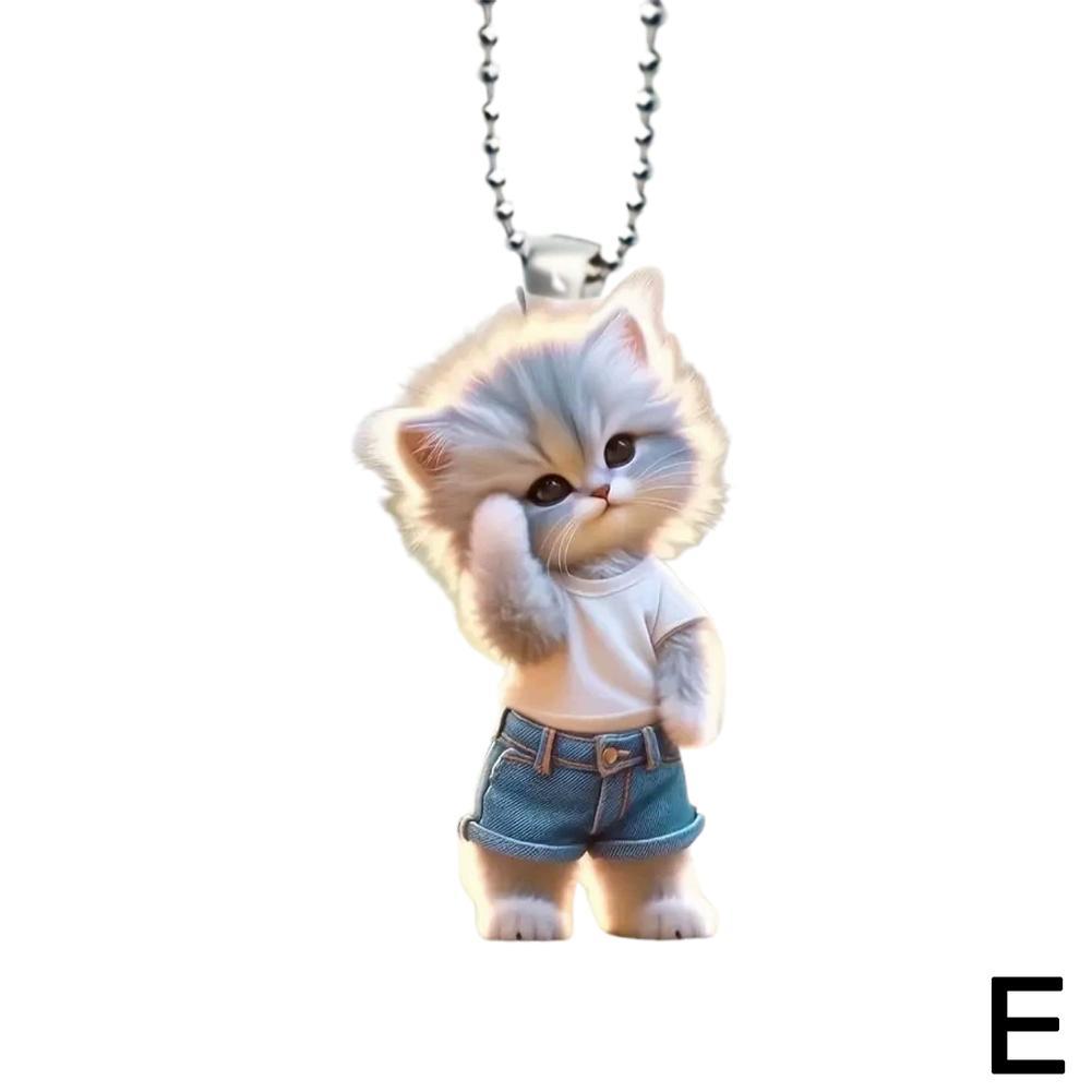 Nowy Akrylowy Płaski Wisiorek Kot Brzuchaty Ozdoby Wiszące Akrylowa Ozdoba Kot Akcesoria do Wnętrza Pojazdu Dekoracja Samochodowa